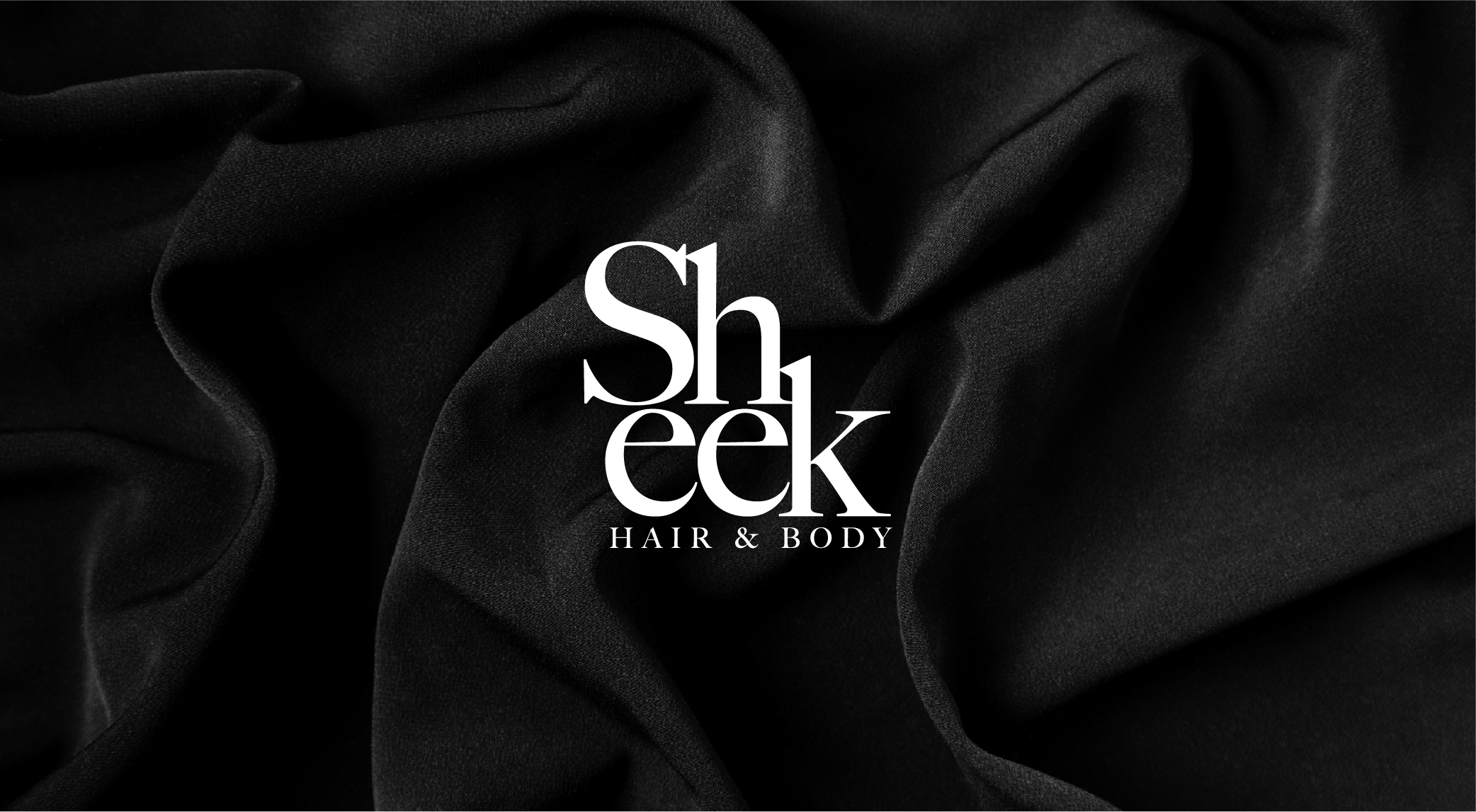 Sheek hair logo on black silk image