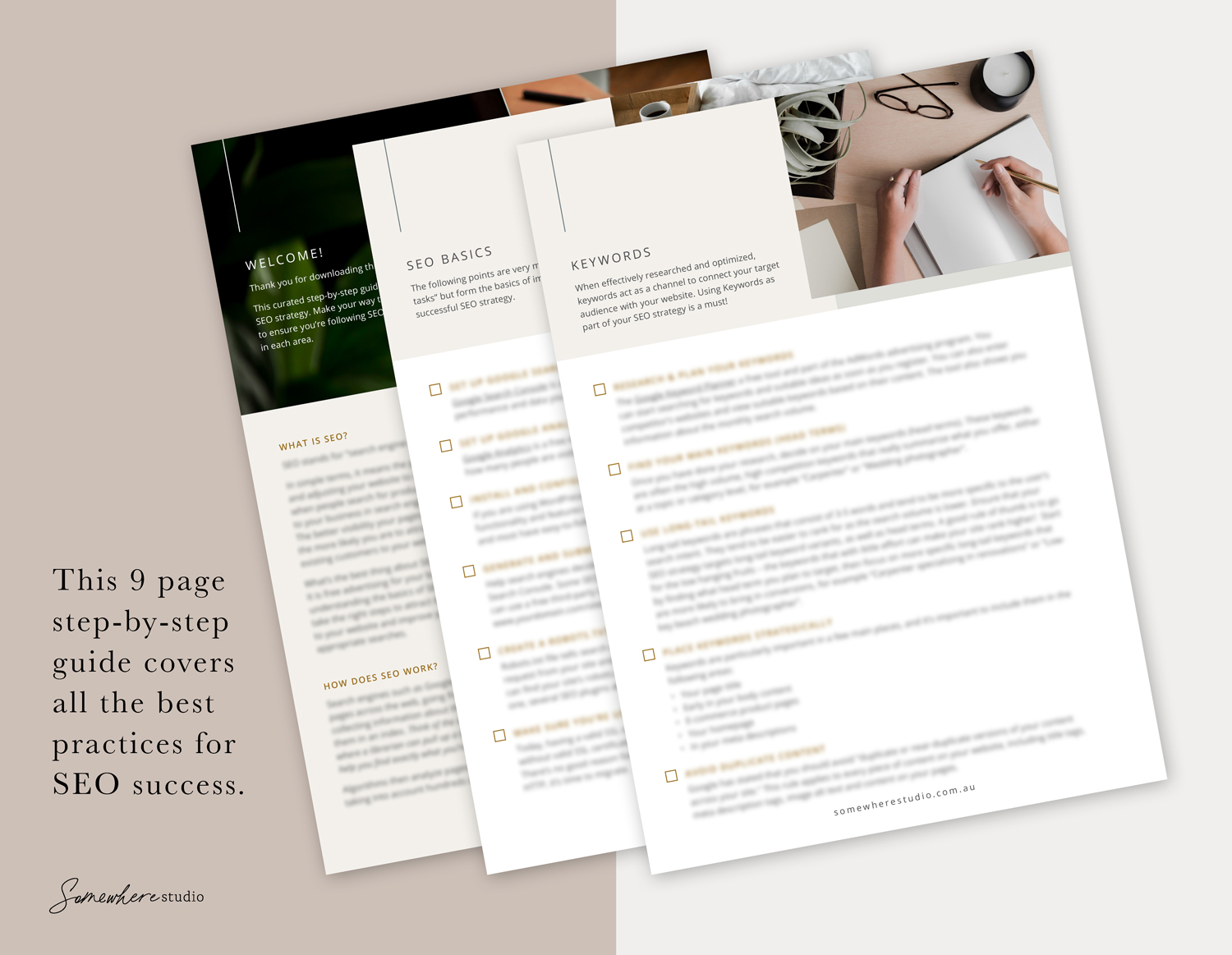 3 pages within the SEO checklist guide