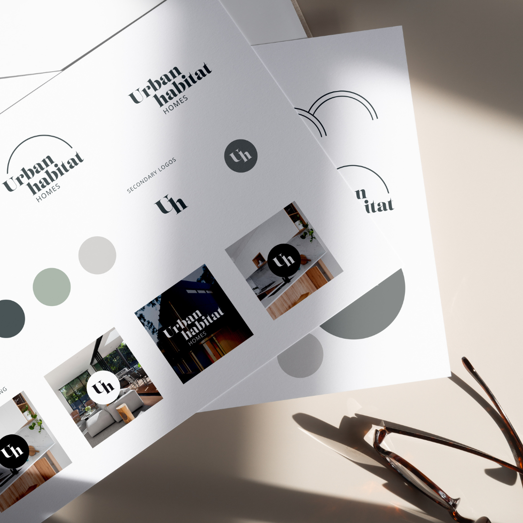 Small business branding on white paper