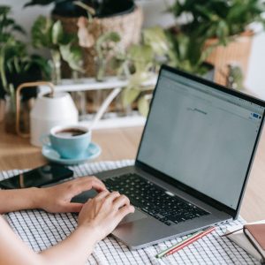 Website designer in Newcastle working on a laptop